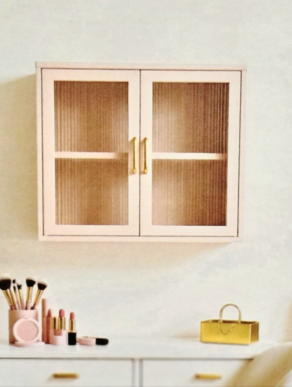 Nanette Lepore Metal Cabinet w/Flute Glass- Pink
